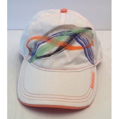 Reebok Cap Hat Slide Adjustable Strap White Multicolor Accent Orange Bill  eb-19733971